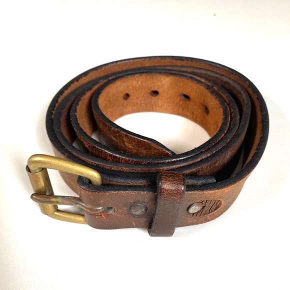 Vintage Brown Leather Broken In Distressed Belt 44